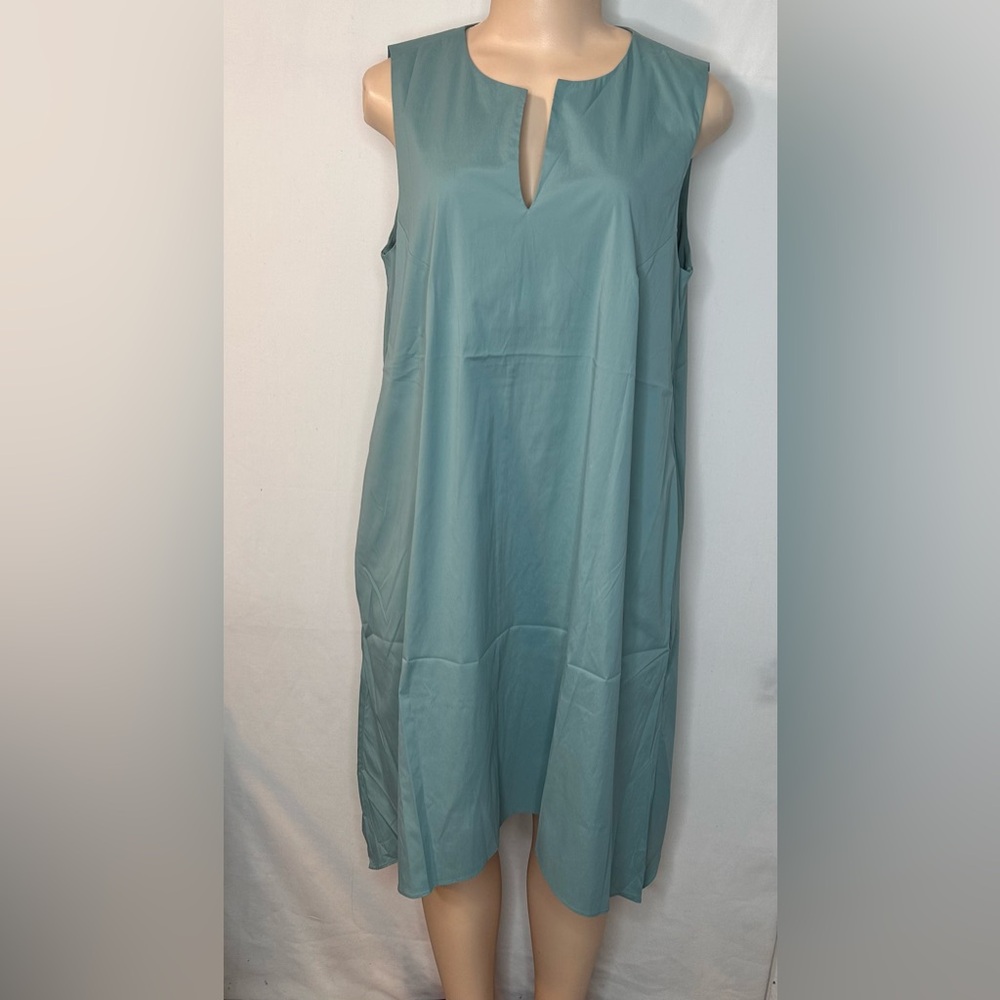 NWT Alfani Women’s Sharkbite HemSplit NeckShift Dress Precious Jade DecoBreeze S